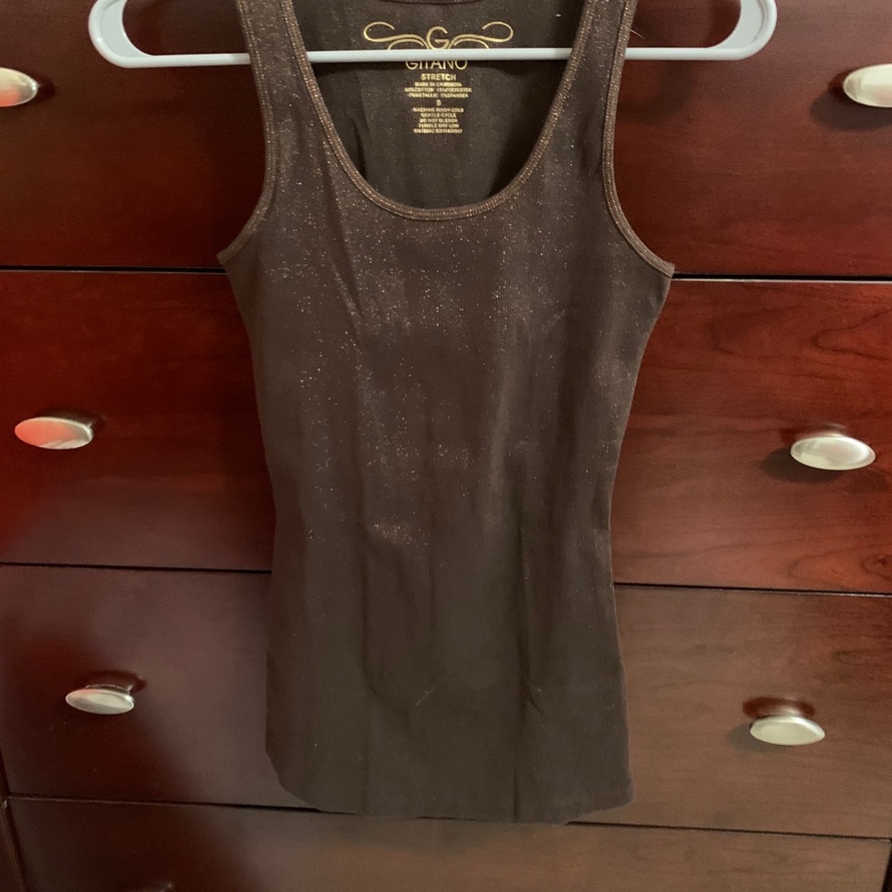 Brown tank top with shimmer size Small